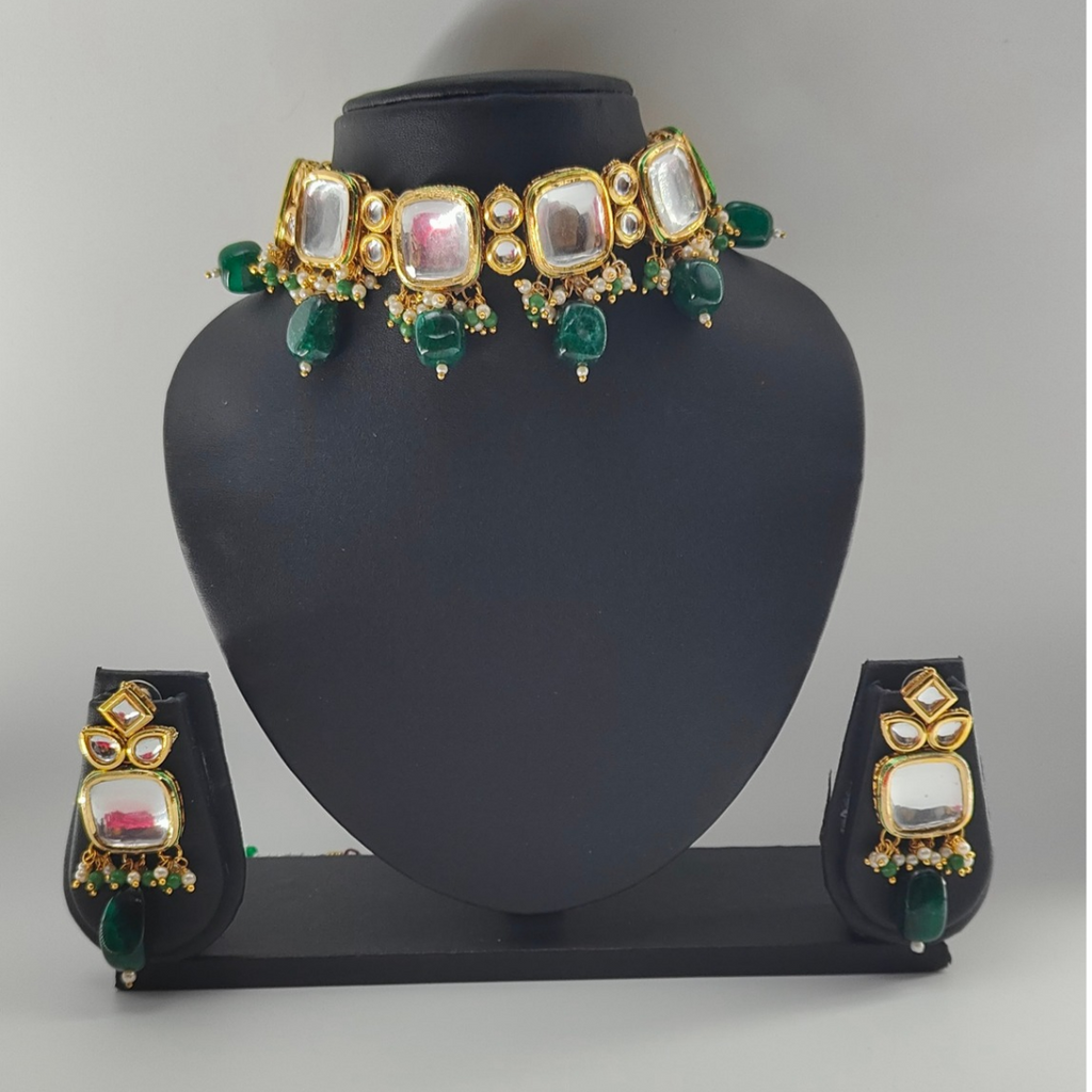 Green Kundan Studded Choker set