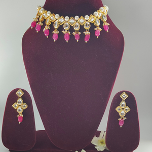 Pink Kundan Necklace Set