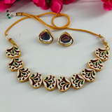 Meenakari Kundan Studded Gold Plated  Necklace Set