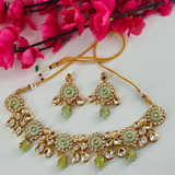 Green Kundan Studded Neclace Set