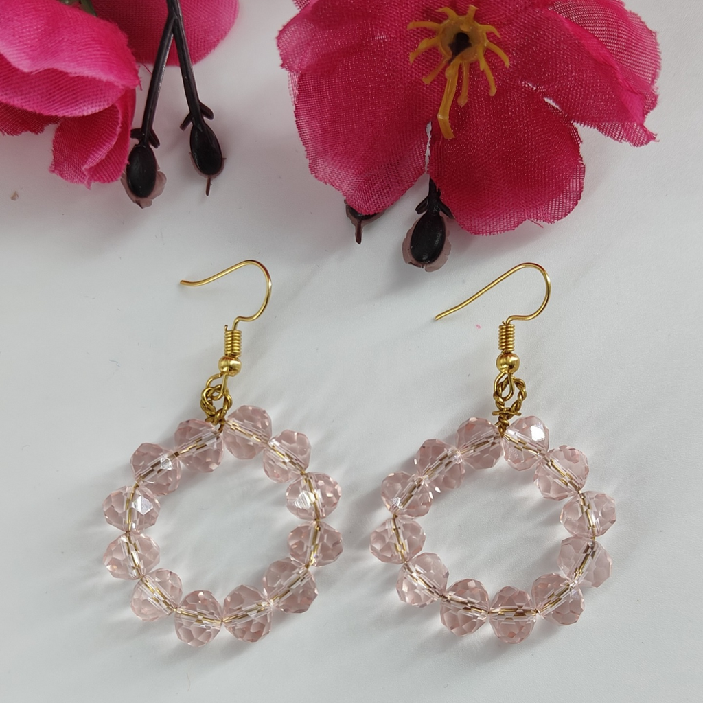 Pink Crystal Bead Earrings