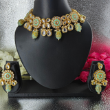 Green Kundan Studded Neclace Set