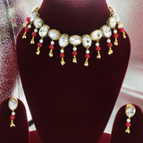 Oval Shape Casting Kundan Studded Neclace Set