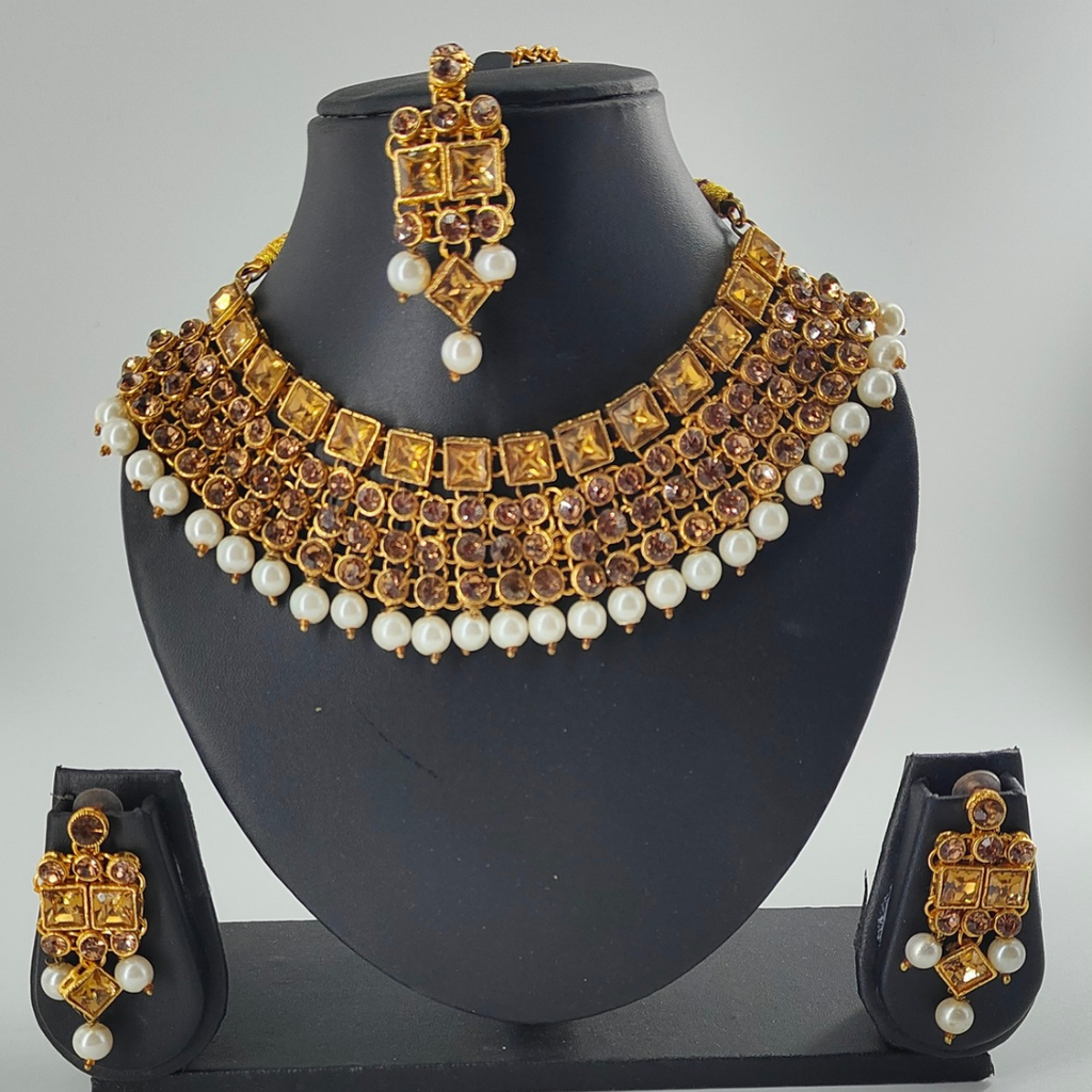 Gold-Plated Kundan Studded Necklace set