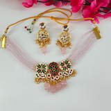 Purple Crystal Beads Designer Kundan Choker Set