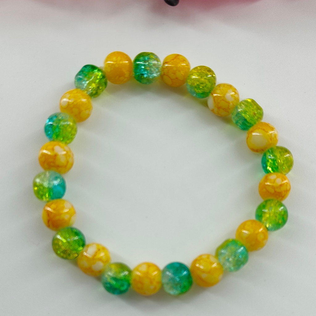 Yellow & Green Glass Beads Bracelet