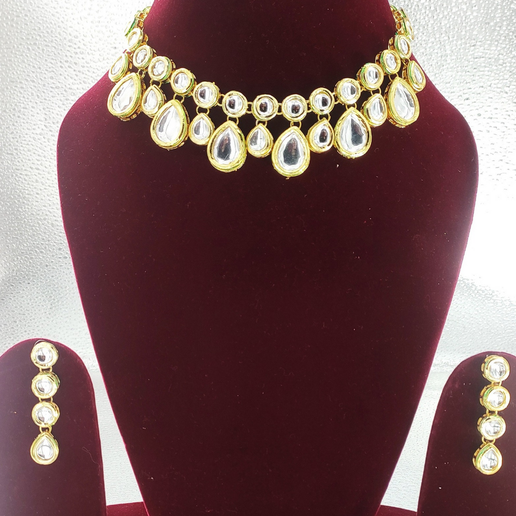 Gold plated Kundan Studded Necklace set