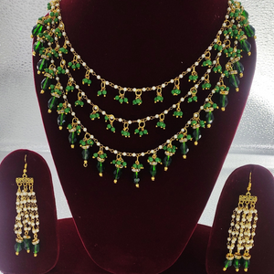 Green 3 layer Ganthan Mala Necklace set