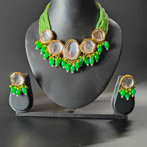 Green Kundan Studded Necklace Set