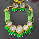 Green Kundan Studded Necklace Set