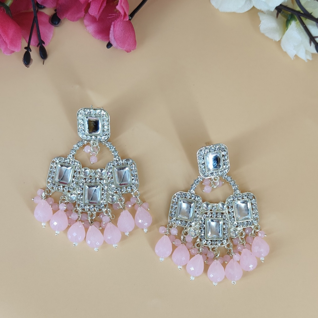 Pink Chandbali Earrings