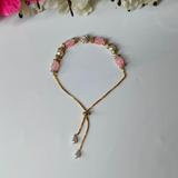 Pink Bead Stone Chain Bracelet