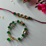 Green Beads & Kundan Bhai Bhabi Rakhi