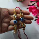 Gold Plated Kundan & Evileye Couple Rakhi