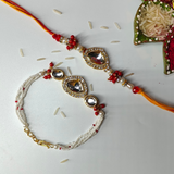 Gold Plated Kundan Studded Couple Rakhi