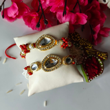 Gold Plated Kundan Studded Couple Rakhi