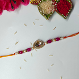 Handcrafted Gold Plated Kundan Studded & Pink Bead Rakhi