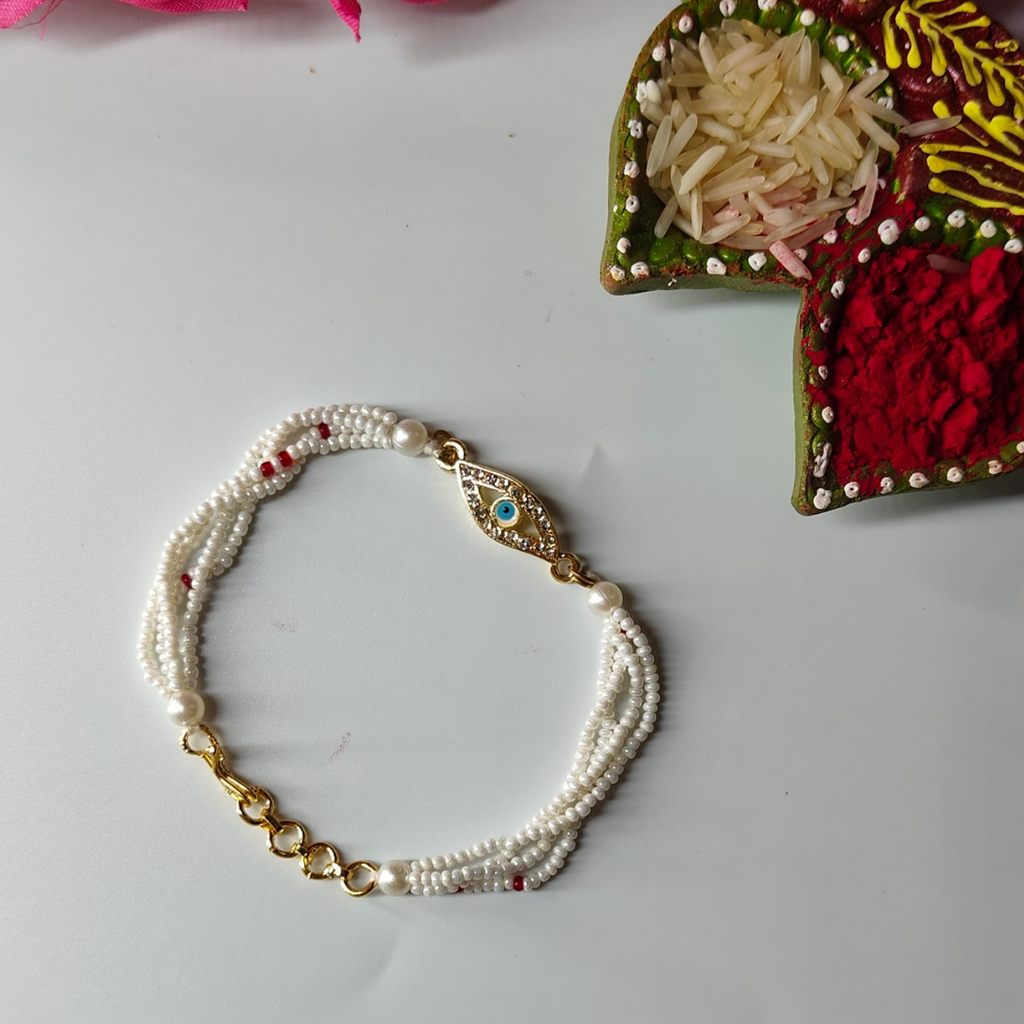 Evileye Charm  Beaded Rakhi & Bracelet