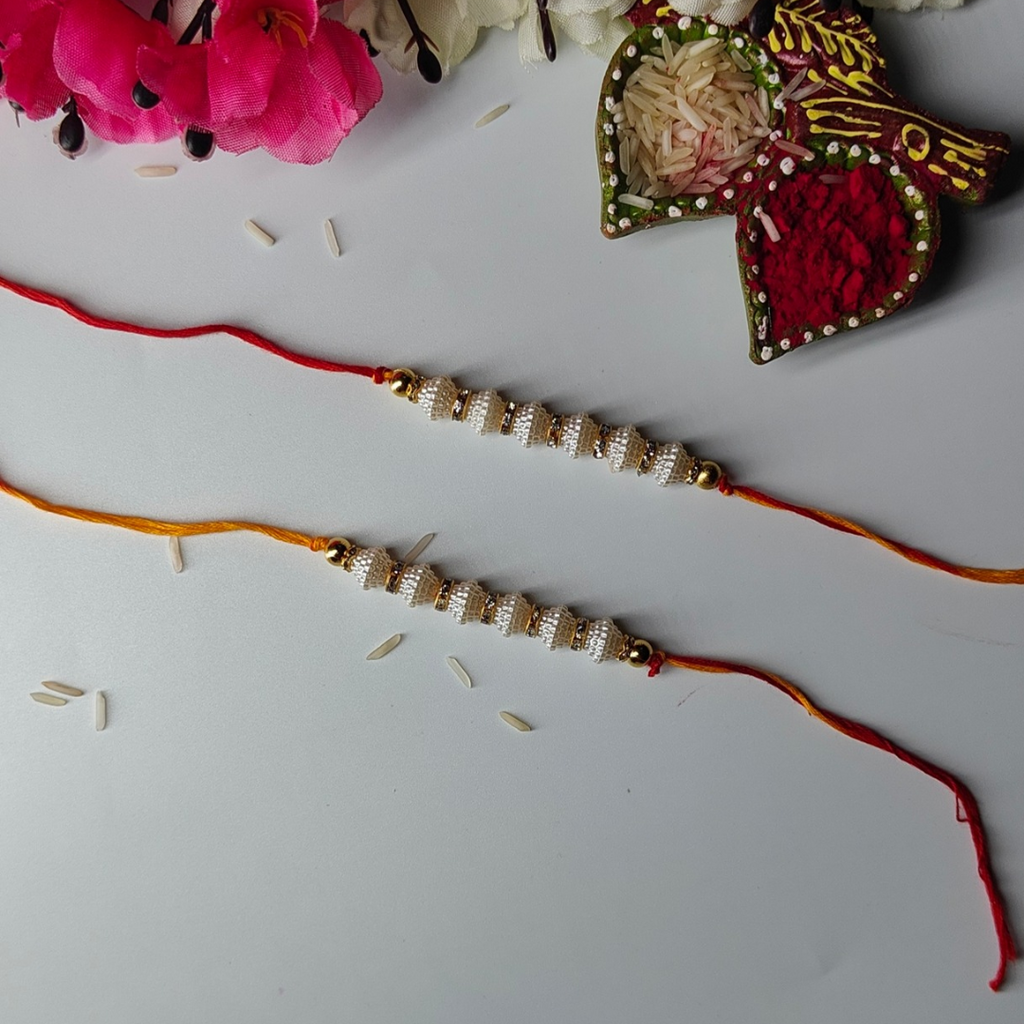 White Beaded Rakhi