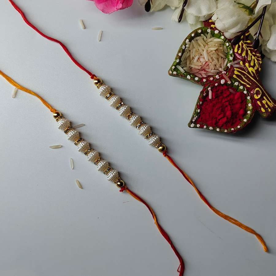 White Beaded Rakhi