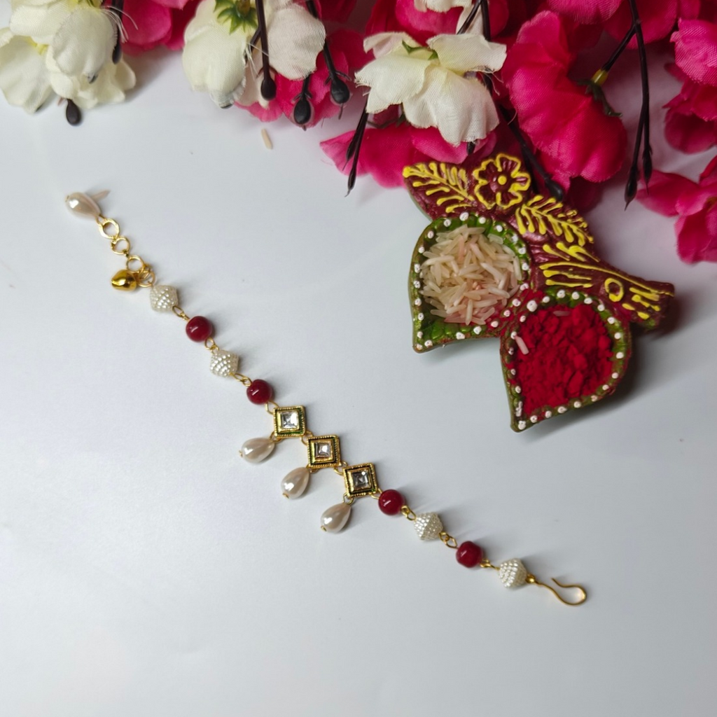 Kundan Stone Gold Plated & Beaded Bracelet