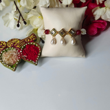 Kundan Stone Gold Plated & Beaded Bracelet