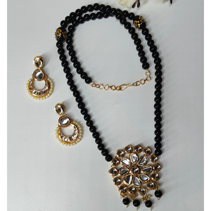 Black Bead long Pendant set