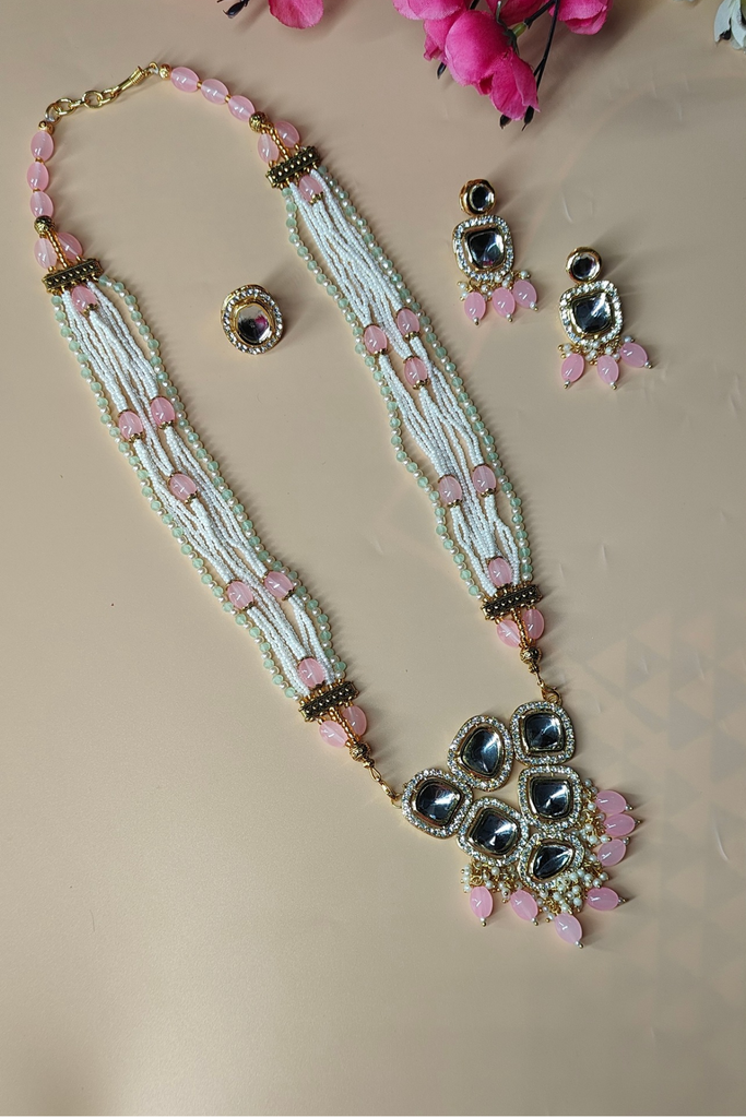 Pink long Pendant set