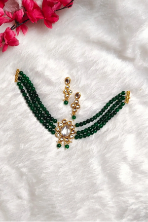 Green Pearl & Kundan Choker Set