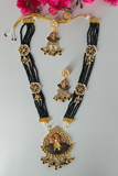 Black Crystal Beads Long Pendant Set