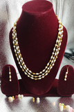 White & Golden Pearl 3 Layer Necklace Set