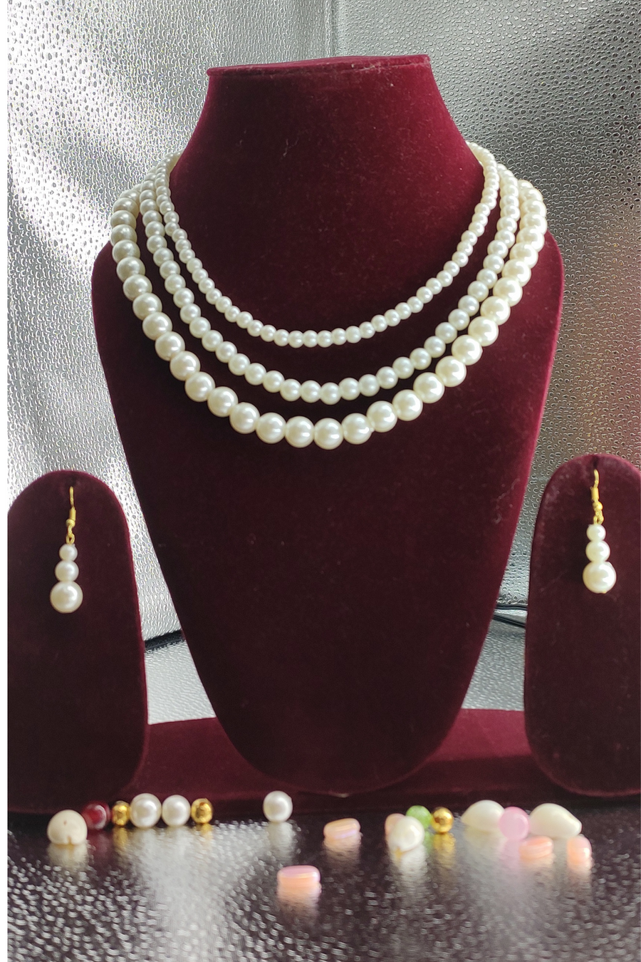 White Pearl 3 layer Necklace