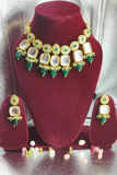 Green Kundan Studded Gold Plated Necklace Set