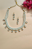 White Pearl & kundan 2 Layer Necklace Set