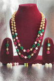 Multicolor Tumble Bead Stone 2 layer long Mala set