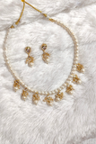 White Pearl & kundan Hanging Necklace Set