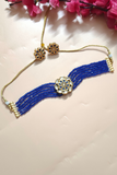 Blue Crystal Beads kundan Choker Set