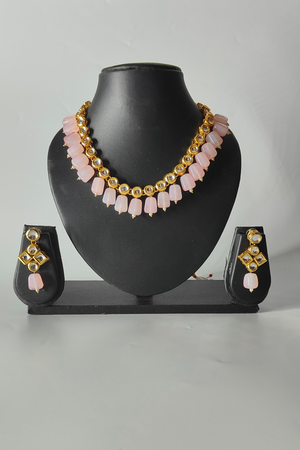 Pink kundan Necklace Set