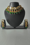 Green kundan & Tumble Bead Stone Necklace Set