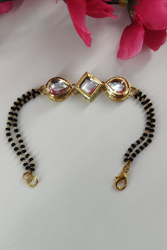 Gold Plated Kundan Studded Hand Mangalsutra