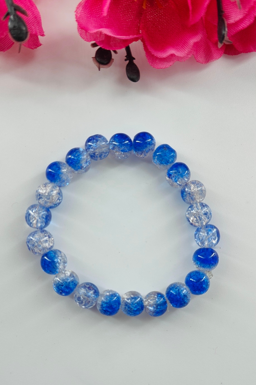 Blue & White Comination of Glass Bead Bracelets