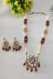 Maroon long Crystal Pendent Set