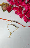 Gold Plated Kundan Studed & Beaded Bhaiya Bhabhi Rakhi