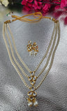 White Kundan & Pearl  3 layer Necklace Set