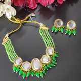 Green Kundan Studded Necklace Set