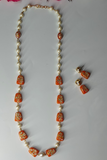 Orange tumble beads Chain set