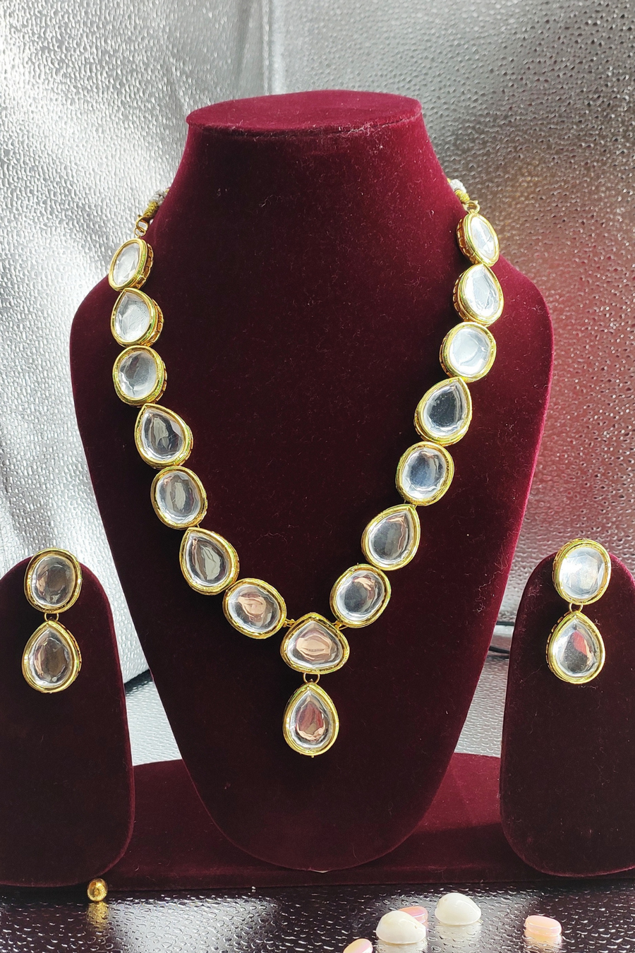 Gold Plated Kundan Studded Necklace Set