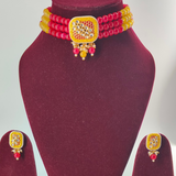 Red & Yellow beads Choker Set