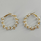 White Pearl & Loreals Round Earrings