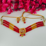 Red & Yellow beads Choker Set